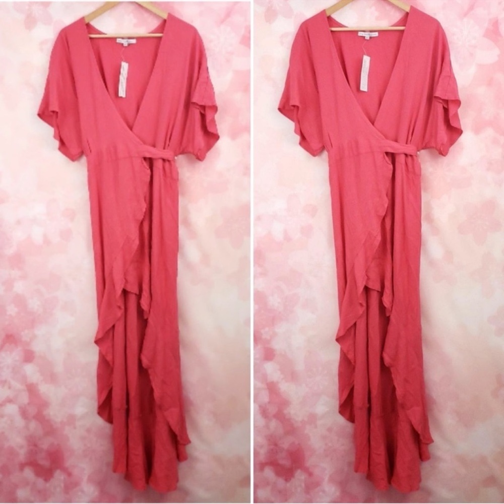 YF&B wrap coral maxi dress M
